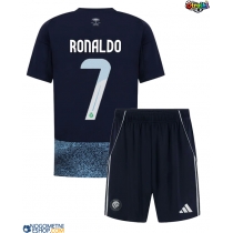 Otroški Nogometni dresi Al-Nassr Cristiano Ronaldo #7 Gostujoči 2025-26 Kratek Rokav (+ Kratke hlače)